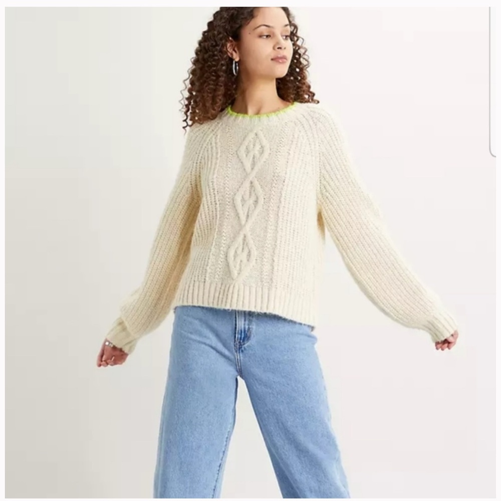 Levi’s Ava Cable Knit Crewneck Neon Trim Sweater
